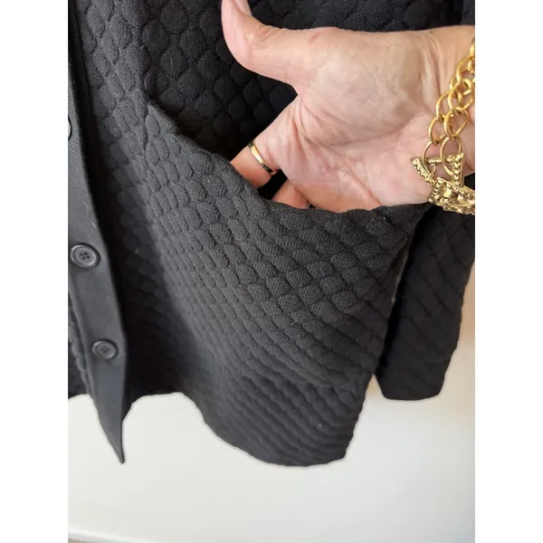Cos Knit Cardigan Jacket Women's XS Black Waffle Textured Cotton Nylon XS - Image 4