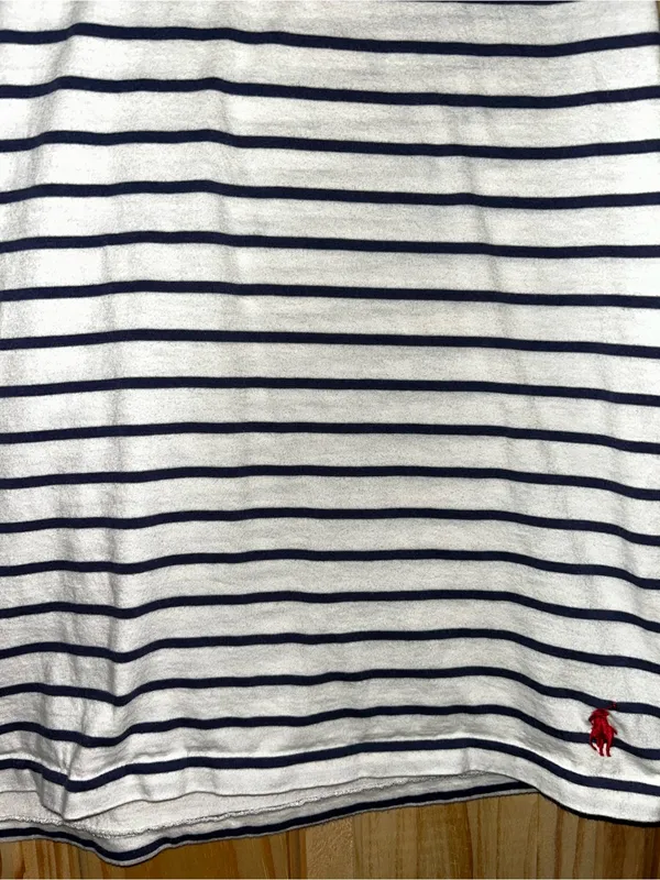 Ralph Lauren Navy and White Striped V‑Neck Tee - Image 2