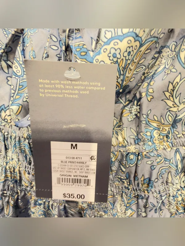 Women's Cotton Midi Pullover Sundress - Universal Thread Blue Floral Medium NWT - Image 7