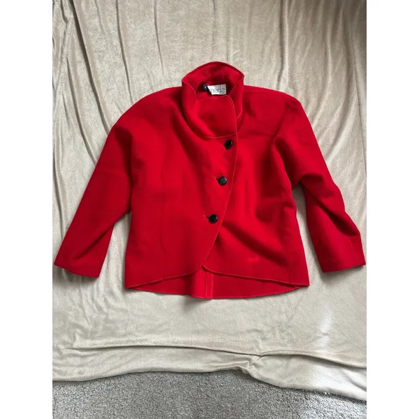 Vintage 60s Merle Red Felted Wool Mod Jacket - Image 2