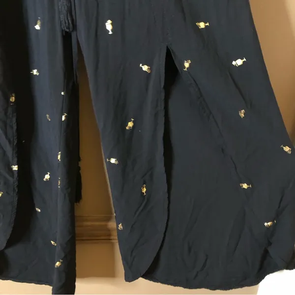 Solitaire Swim Martini Glass Coverup Wide Leg‎ Pants Black Gold Medium - Image 3