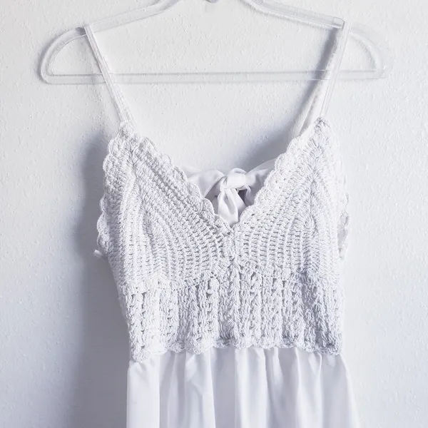 Free People Crochet Ruffle Mini Bohemian Dress - Image 3