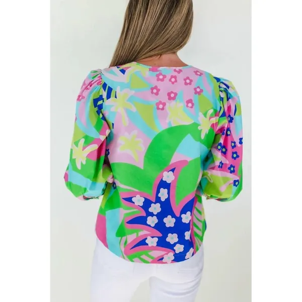 NEW $188 Mary George Stella Top Sz M Bright Color Paradise Punch RicRac Cotton - Image 2