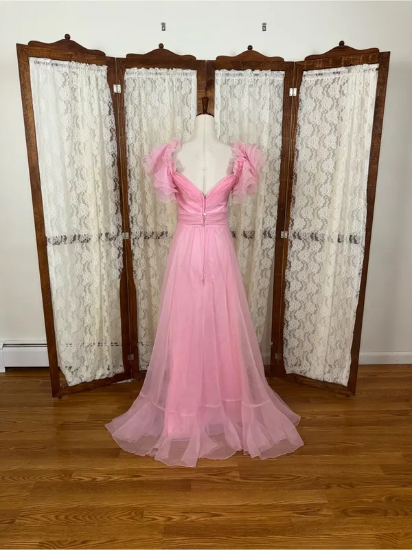 Pretty Vintage 1970s Pink Ruffle Union Made Prom/Bridesmaid Gown - Image 7