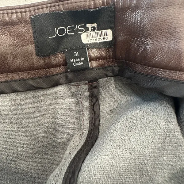 Joe's Jeans Brown Faux Leather Pants Size 31 Wide Leg Trouser Crop Designer $200 - Image 12