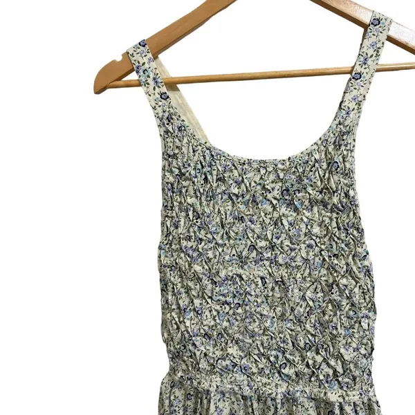 Free People Petunia Apron-Style‎ Floral Mini Dress Blue Cream XS - Image 3