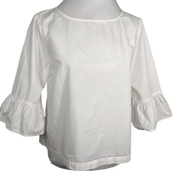 Madewell White Bell Sleeves Poplin Top Blouse M - Image 6