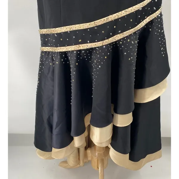 Vintage Y2k Camille La Vie Gown Beaded Strapless Satin Sweetheart Black Beige 10 - Image 5