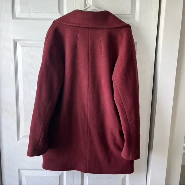 Trina Turk Coat Woman 14 Peacoat Double Breasted Maroon Jacket Wool Cashmere - Image 4