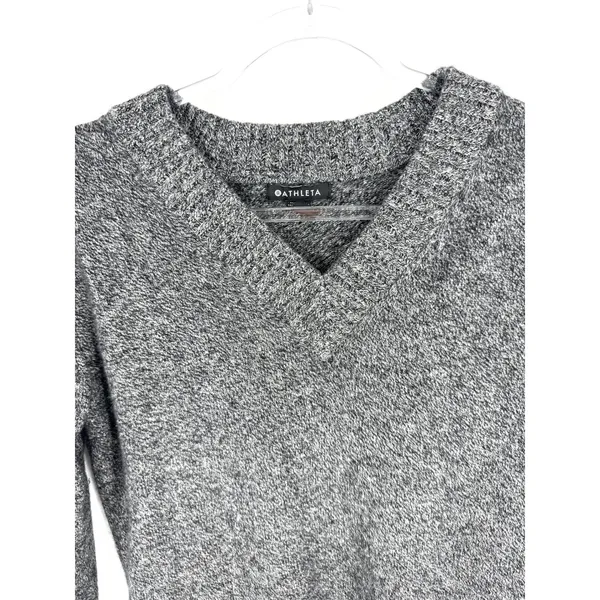 Athleta Vital V-Neck Sweater Gray Wool Cashmere Blend Marl Size Small - Image 2