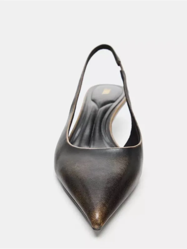 Zara‎ 100% leather sling back kitten heels - Image 3
