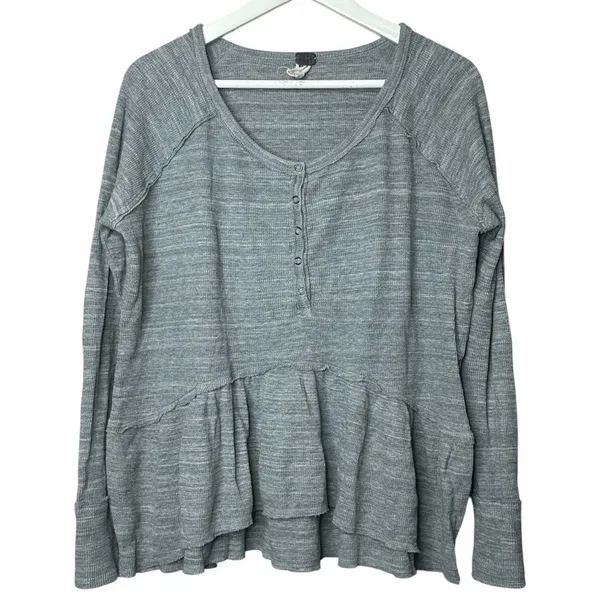 Free People We The Free Thermal Peplum Henley - Image 2