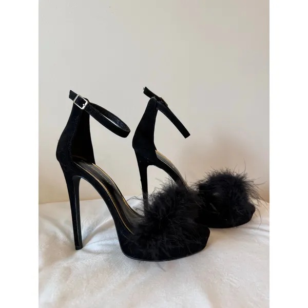 Shoe Republica Platform Stiletto Heel Women Size 8 Black Open Toe Ankle Strap - Image 4