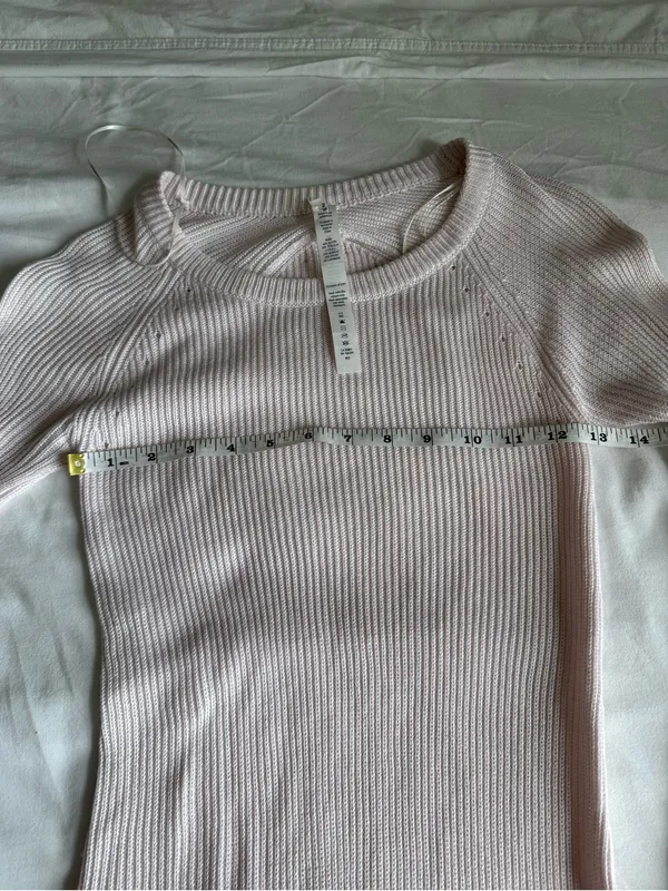 Lululemon Cabin Yogi Long Sleeve Light Pink Sweater Knit Top US 2 Cashmere Mix - Image 11