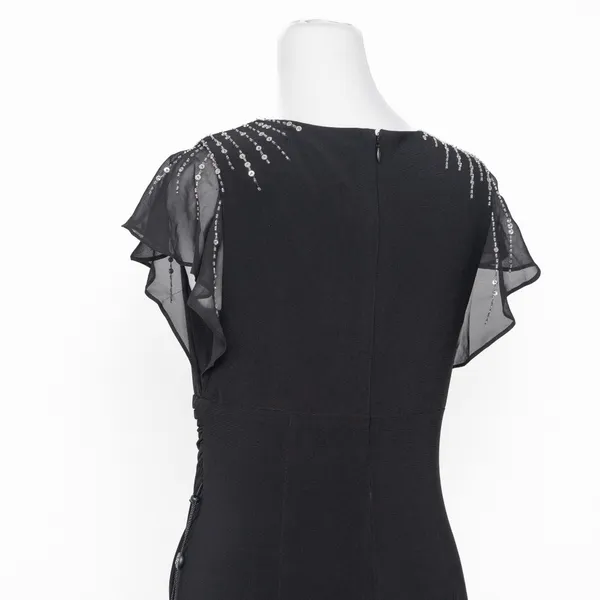 Adrianna Papell‎ Beaded Jersey Chiffon Flutter Sleeve Gown - Image 12