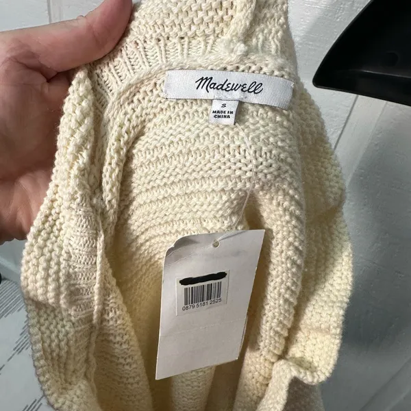 Madewell – Ruffle Neck Pullover Sweater (Heather Stone) Size Large NWOT - Image 10