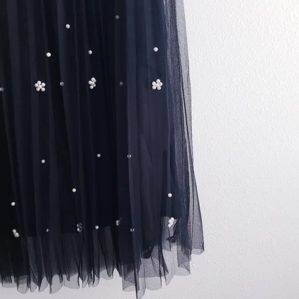 Anthropologie Eva Franco Black Pearl Pleated Midi Skirt - Image 3