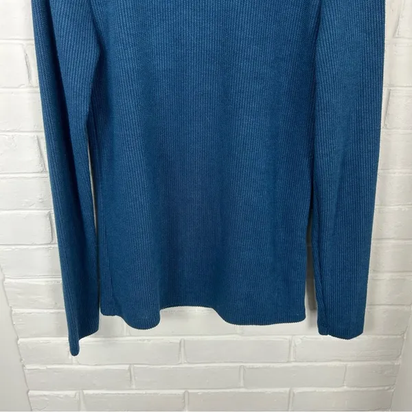 Lularoe Blue Ribbed Mock Neck Lightweight Knit Long Sleeve Size S - Image 4