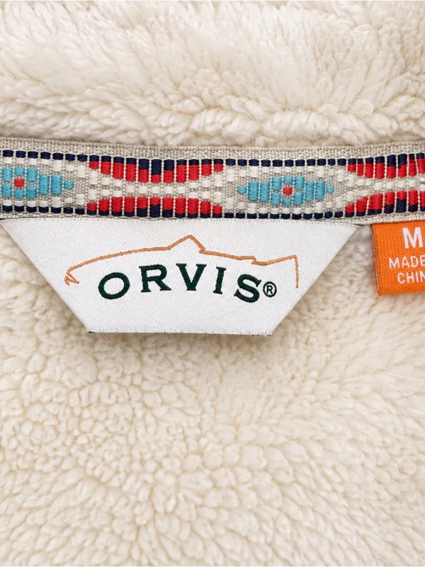 Orvis Women’s Cream Sherpa Fleece Vest Aztec/Black Trim Full Zip Outdoor Medium - Image 6