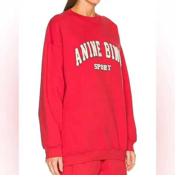 Anine Bing Sport Tyler Oversized Sweatshirt - Red - NWT - Image 2
