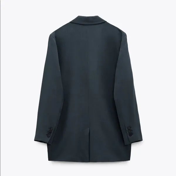 Zara OVERSIZED FLOWY BLAZER NAVY BLUE NEW - Image 8