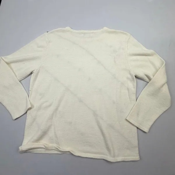 Adeline Alfred Dunner Vintage Women's Cream Floral Embroidered Pullover Sweater - Image 9