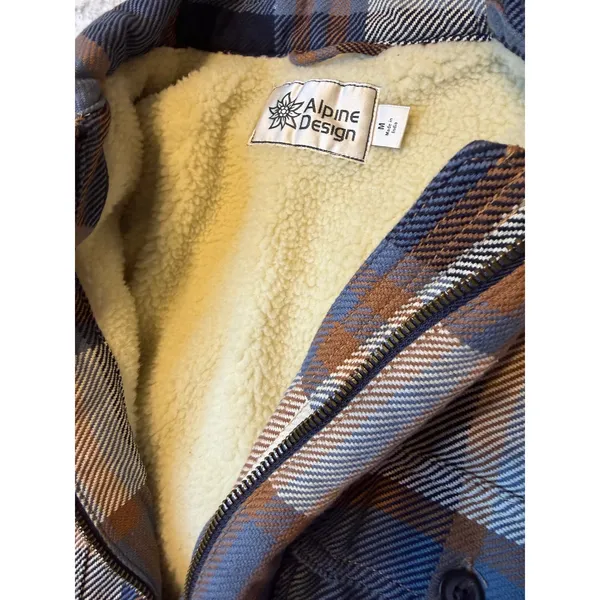 Alpine Design Women's sherpa Lined flannel Jacket Plaid Zip Front M NWT‎ - Image 5