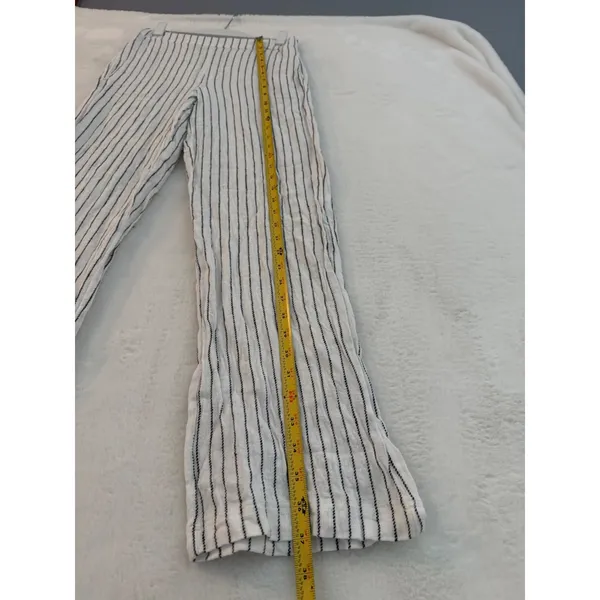 Rachel‎ Zoe Womens XS White Black Pinstripe Elastic Waist Straight Leg Pants - Image 4