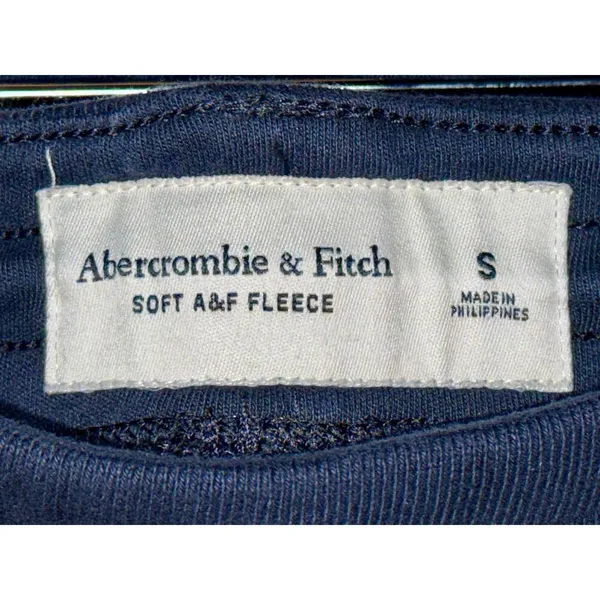 Abercrombie & Fitch Soft AF Fleece Navy Blue White Logo Jogger Sweatpants Size S - Image 3