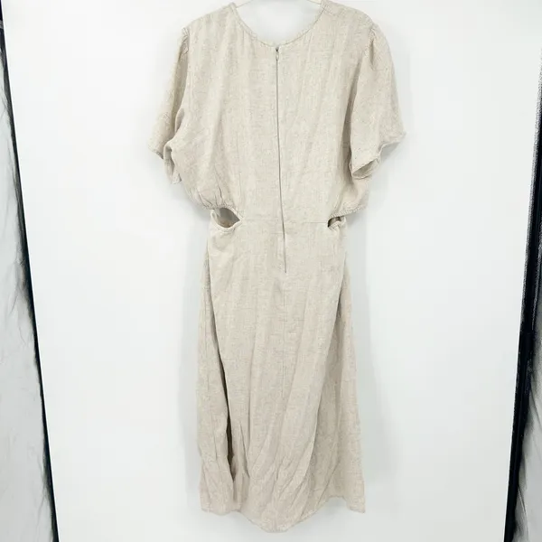 Abercrombie & Fitch Womens Boho Beach‎ Linen Blend Knotted Cutout Midi Dress XLT - Image 11