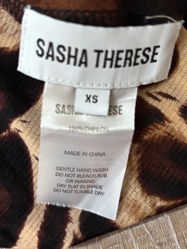 Sasha Therese Aubrey Maxi Skirt Leopard Print Mesh Sheer Cut Out XS⁠ Resortwear - Image 11