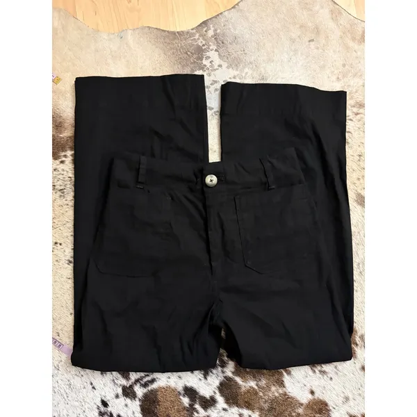 MAEVE Colette Black Linen Blend Stretch Wide Leg Pants size 27 - Image 2