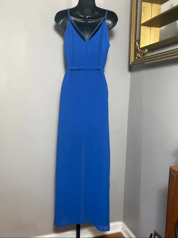 Naked Zebra Small Royal Blue Sleeveless High Low Dress with Tie Waist - Image 2