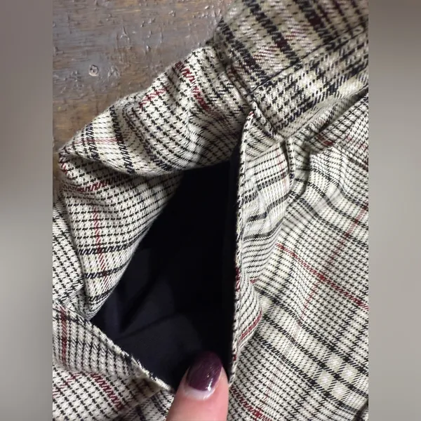 Full Tilt Black and Cream cuffed Plaid Trouser Pants - Image 10