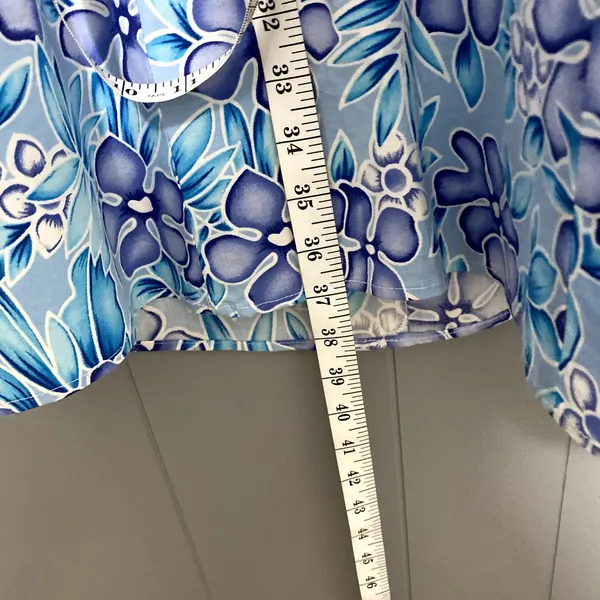 Vintage City Triangles Blue Floral Hawaiian Y2K 90s Coconut Girl Halter Dress 10 - Image 2