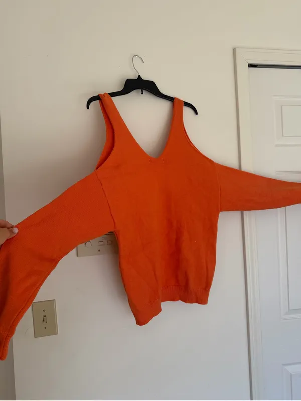 Free People New orange open shoulder sweater - Image 2