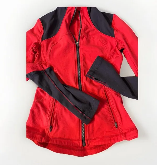 Lululemon Forme Jacket Womens 4 Athleisure Full Zip Stretch Luon Mesh‎ Vents Red - Image 4