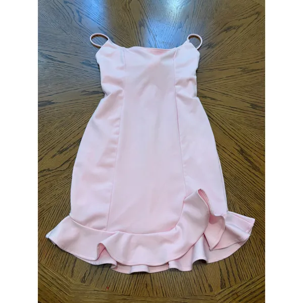 Lucy In The Sky Pink Ruffle Bow Back‎ Mini Dress Small Bodycon Party Homecoming - Image 2