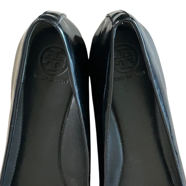 Tory Burch Trudy Patent Leather Ballet Flats Black Bow Logo Size 8.5 - Image 3
