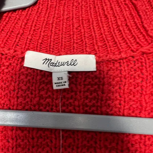 Madewell Bobble Cotton Pom Pom Cardigan Sweater in Kilt Red XSMALL NWT - Image 6