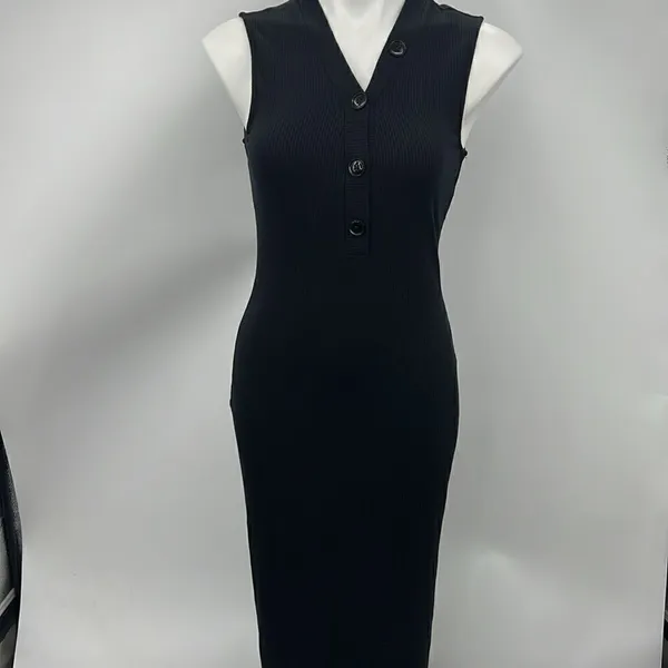Who What Wear black ribbed knit sleeveless maxi dress small - Image 2