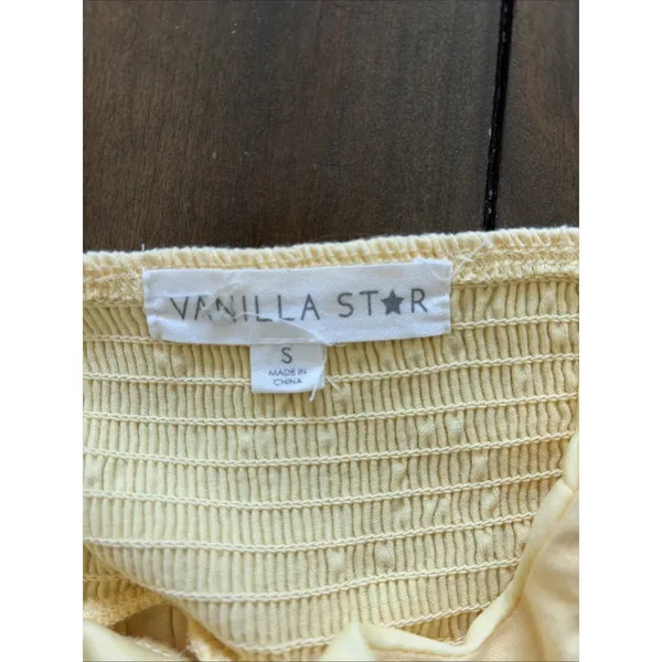 Vanilla Star Tiered Maxi Dress Womens Size S Yellow Boho Summer Cotton Blend - Image 4