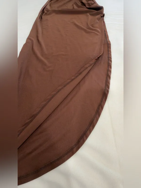 SHEIN Brown Ruched Maxi Dress with Gold Chain Straps - Image 4