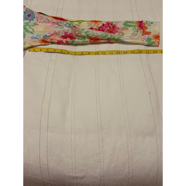 Izod Womens Floral Snap Front Long Sleeve Cotton Shirt Tropical Multi Color LG - Image 5
