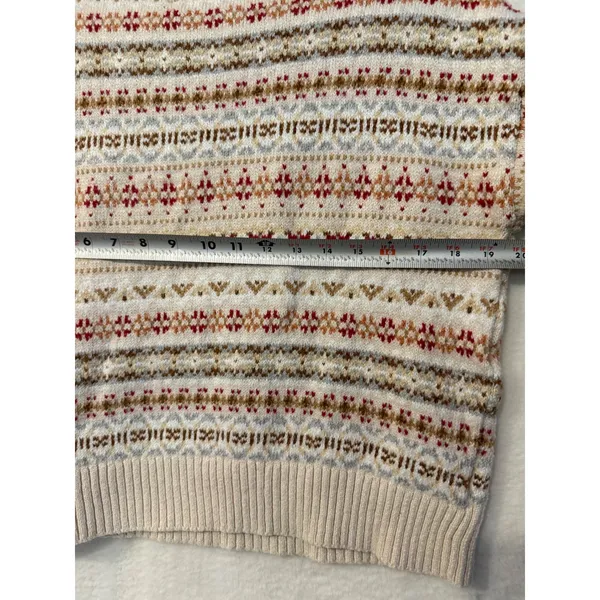 American Eagle Fair Isle Sweater Womens Small Cream Red Knit Pullover 4428BBNT - Image 7