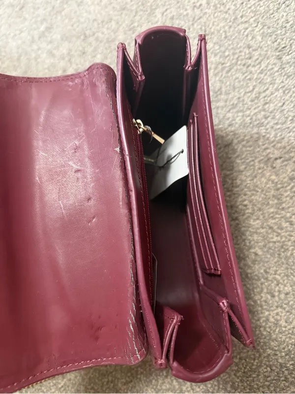 Burgundy Charles & Keith Croc-Effect Boxy Chain Strap Bag - Image 7
