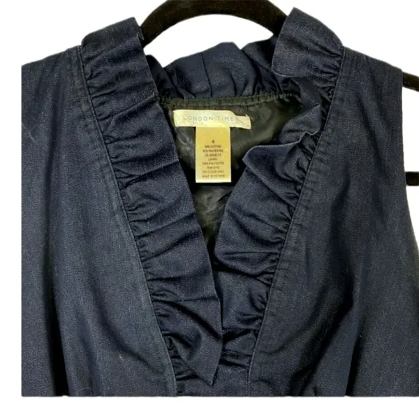 London Times Dark Blue Dress Size 4 - Image 3