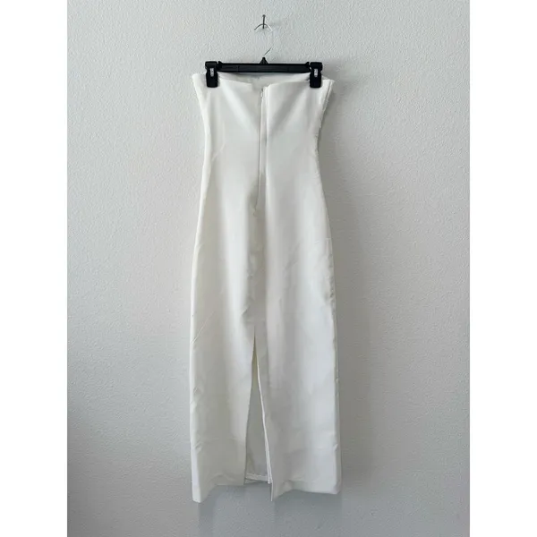 ZARA Woman Oyster White Strapless Midi Dress Sleek Minimalist Chic Size Small - Image 5