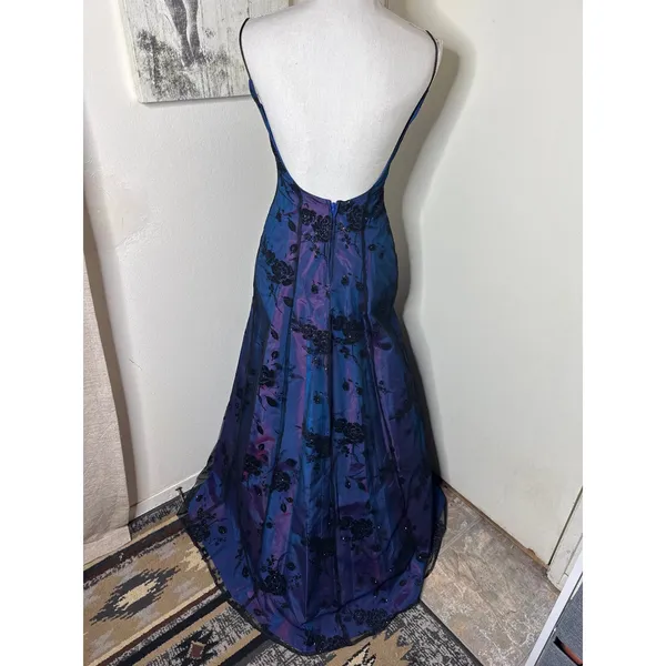 VTG Steppin' Out Blue Purple Iridescent Prom Dress Gown Whimsigoth Fairy 90s Y2K - Image 4
