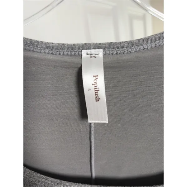 Popilush Ribbed Bodycon Midi Dress‎ Womens Size S Gray Long Sleeve Square Neck - Image 3